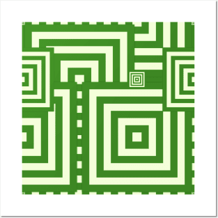 Green Square in Square Neo Geometric Pattern Posters and Art